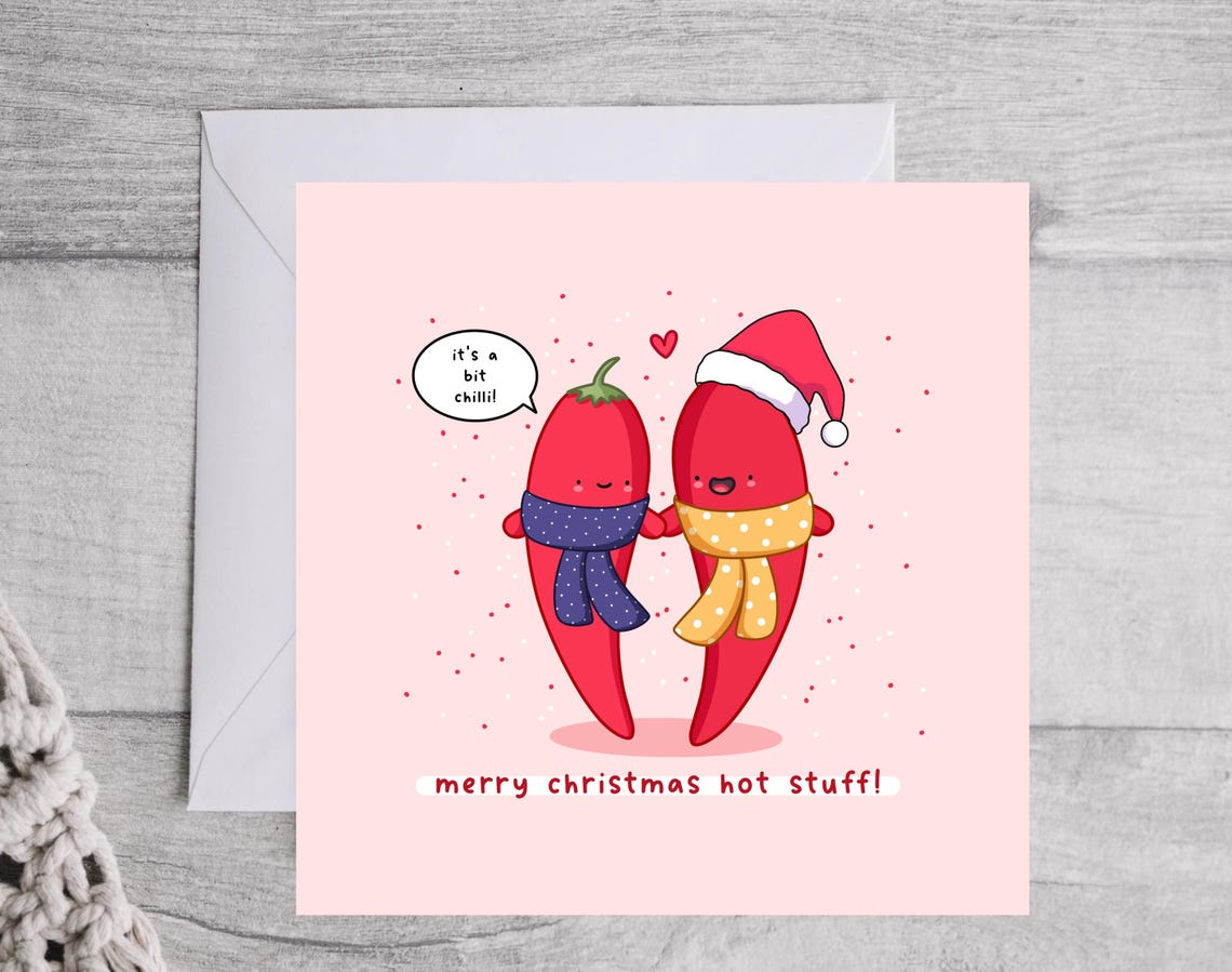 Chilli Peppers Winter Scarves Merry Christmas Hot Stuff Pun Wall Art - Image 5