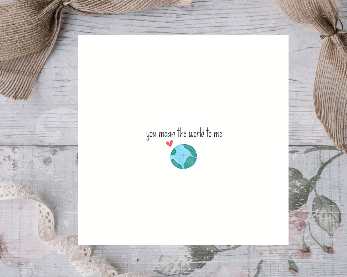 You Mean The World To Me Cute Earth Anniversary Card Wall Art - Image 4