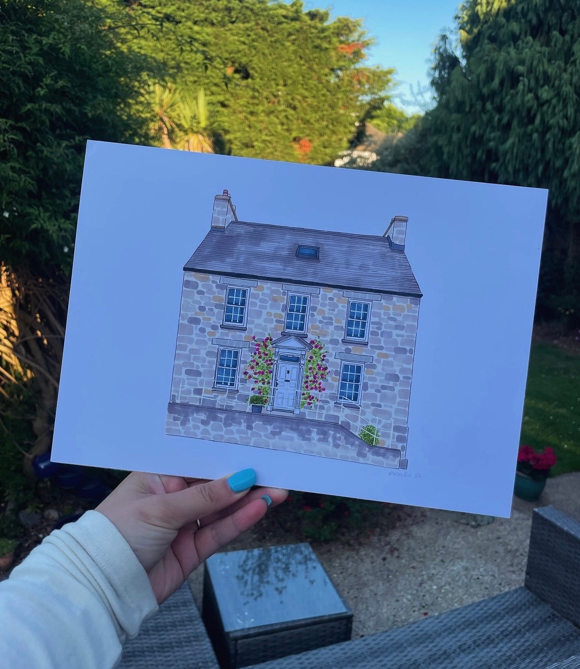 Custom House Portrait Pen and Ink Brick Townhouse Home Decor Print - Image 4