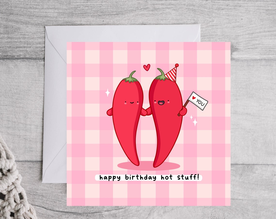 Red Chilli Peppers Party Hat Love Flag Hot Stuff Birthday Wall Art - Image 4