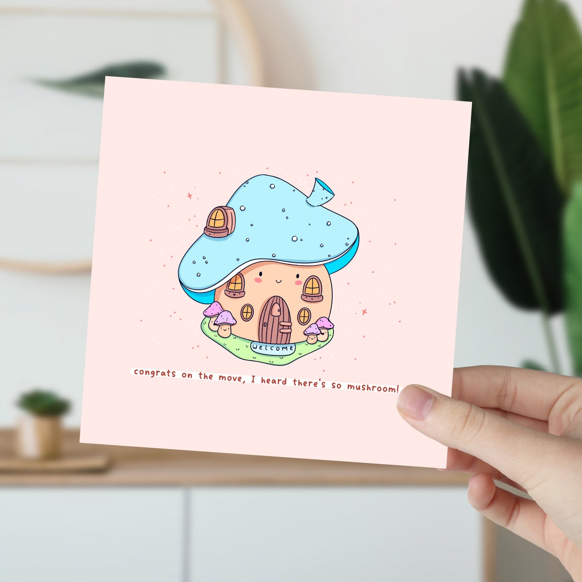 Kawaii Mushroom House Congrats On The Move New Home Art Print - Image 4