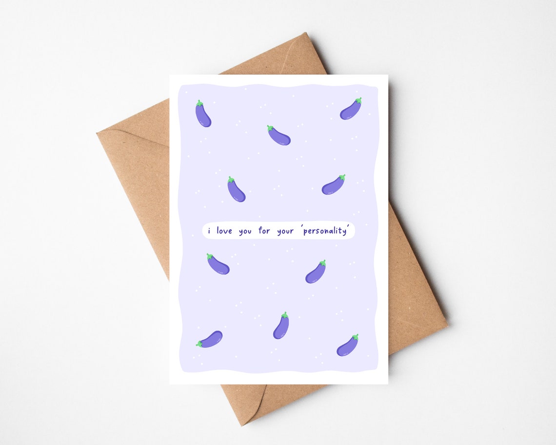 I Love You For Your Personality Cheeky Aubergine Card Poster - Image 3