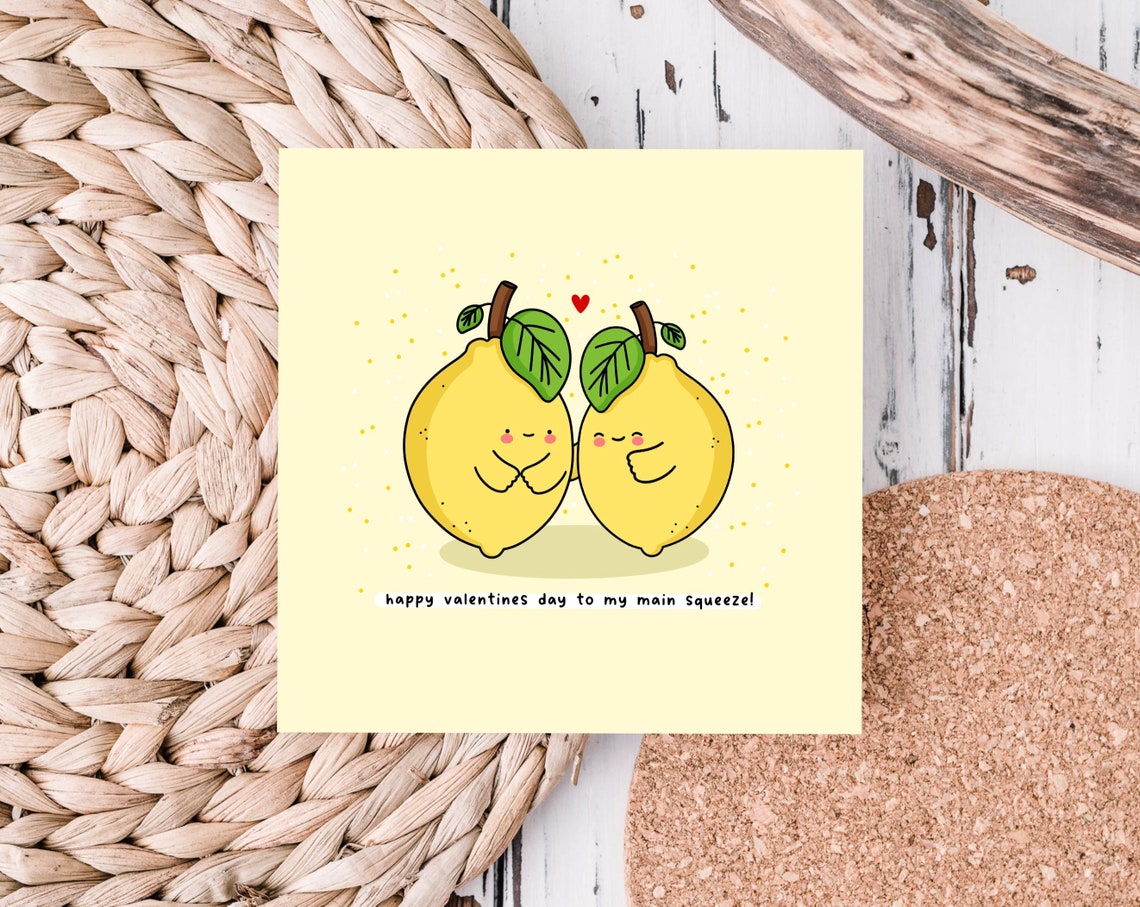 Happy Valentines Day To My Main Squeeze Lemon Illustrated Card Print - Image 3