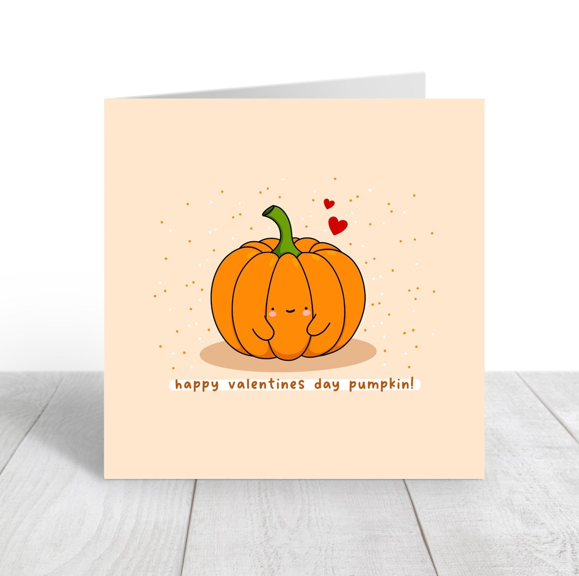 Happy Valentines Day Pumpkin Cute Kawaii Illustrated Card Print - Image 5