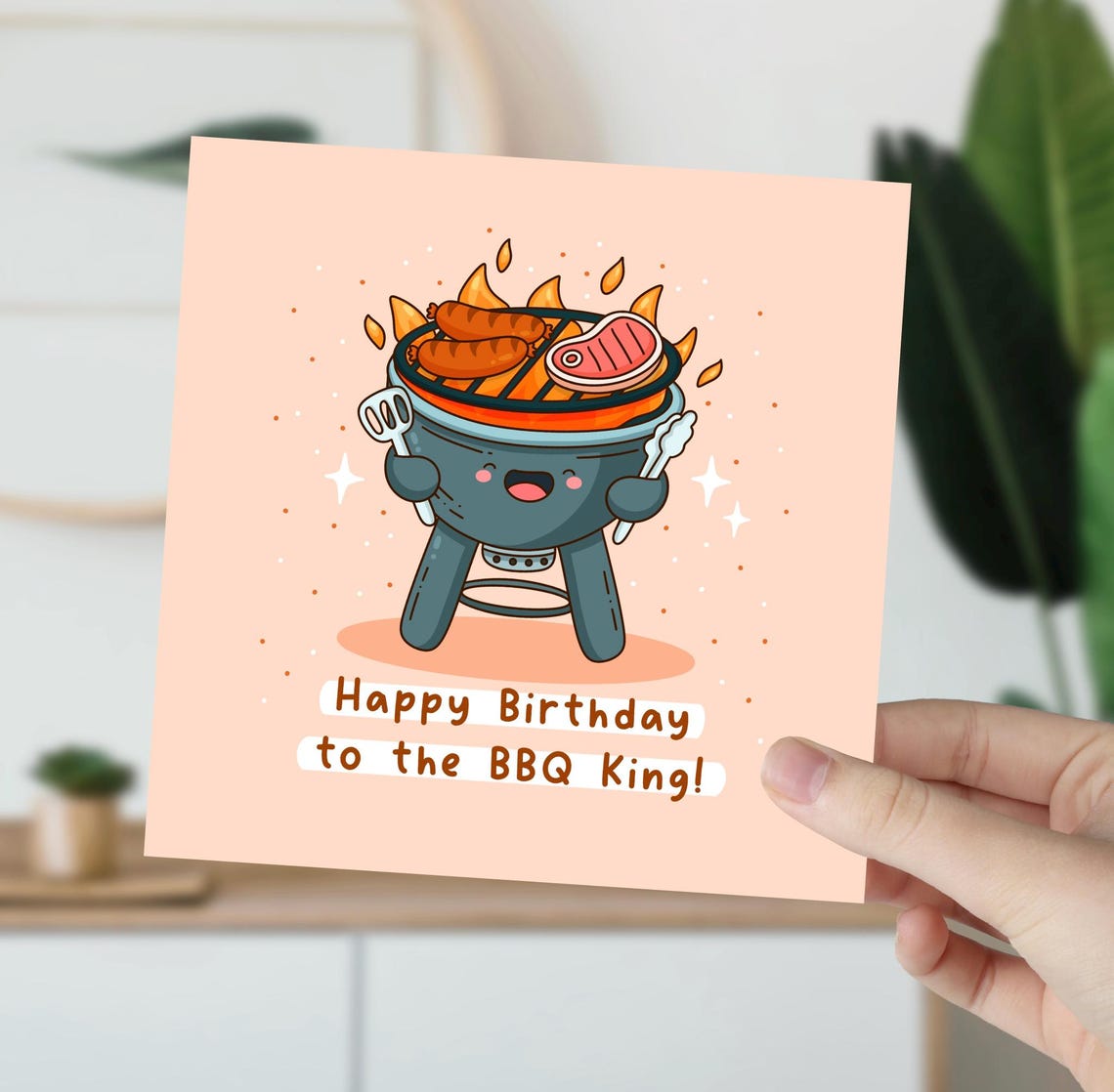 Kawaii BBQ Grill Birthday Pun Poster with Happy Birthday BBQ King - Image 5