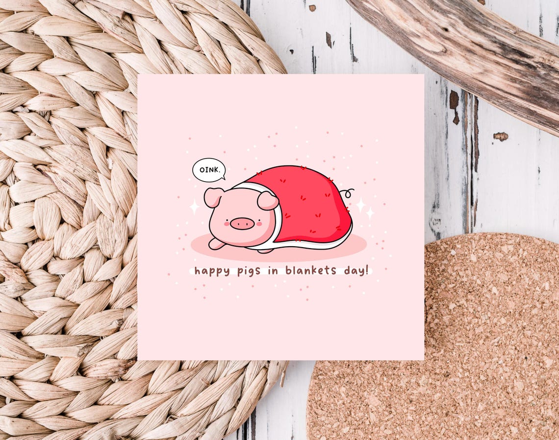 Pig Wrapped In Blanket Oink Happy Pigs In Blankets Day Wall Art - Image 6