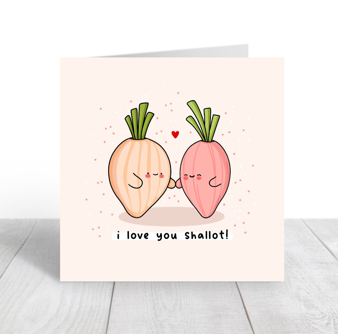 I Love You Shallot Cute Vegetable Onions Pun Illustrated Card Print - Image 5