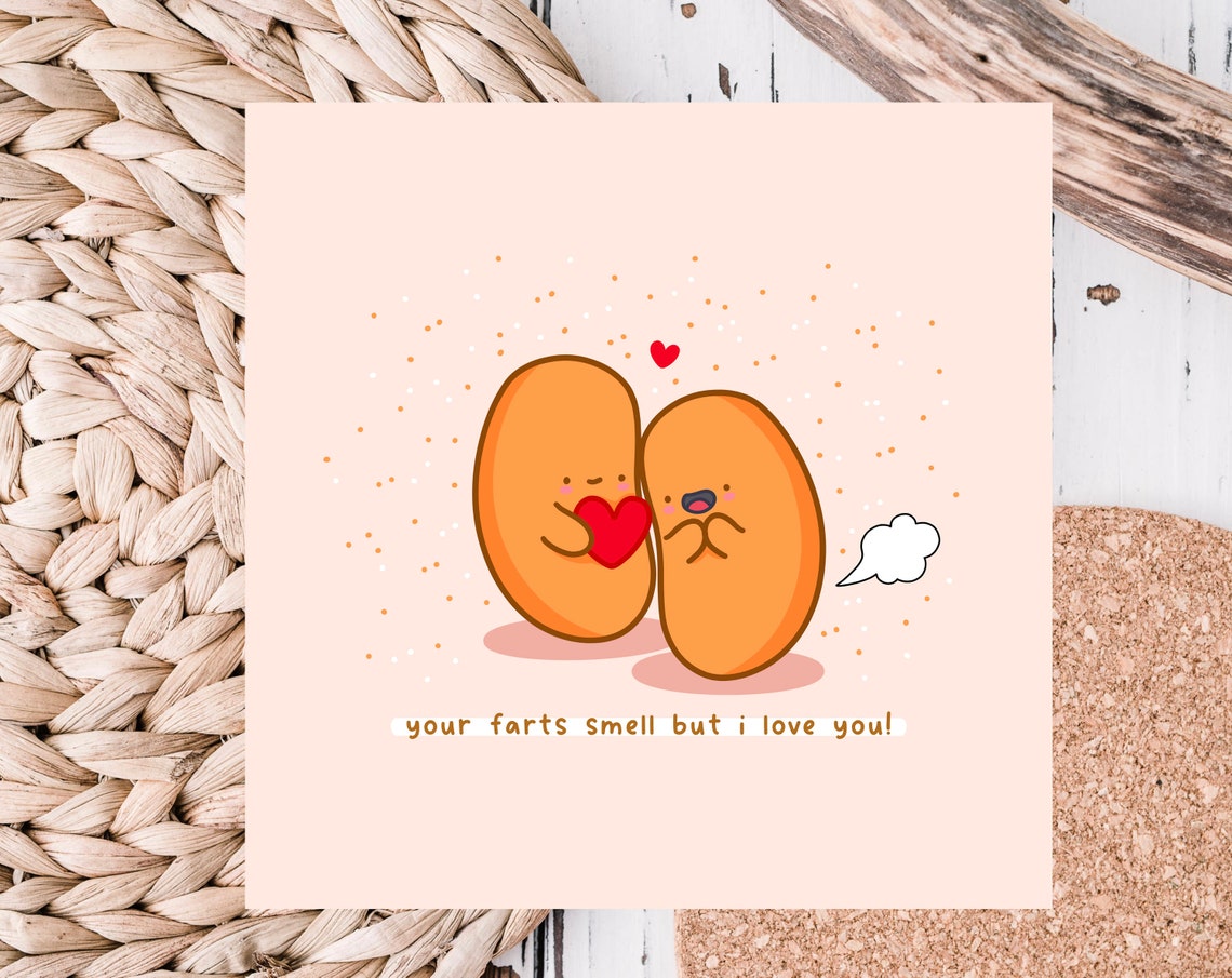 Kawaii Beans Your Farts Smell But I Love You Funny Pun Art Print - Image 3