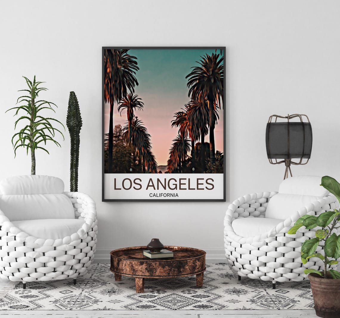 Los Angeles Los Angeles Print Los Angeles Wall Art Los Angeles Poster Los Angeles Painting Los Angeles Los Angeles Gift Travel Poster - Image 2