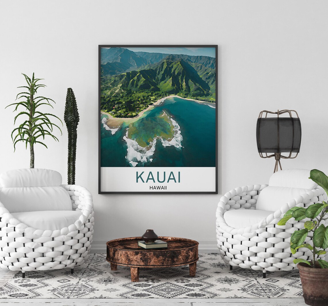 Kauai Travel Print Kauai Wall Art Kauai Poster Kauai Art Print Kauai Artwork Unique Birthday Wedding Gift Cityscape Poster - Image 2