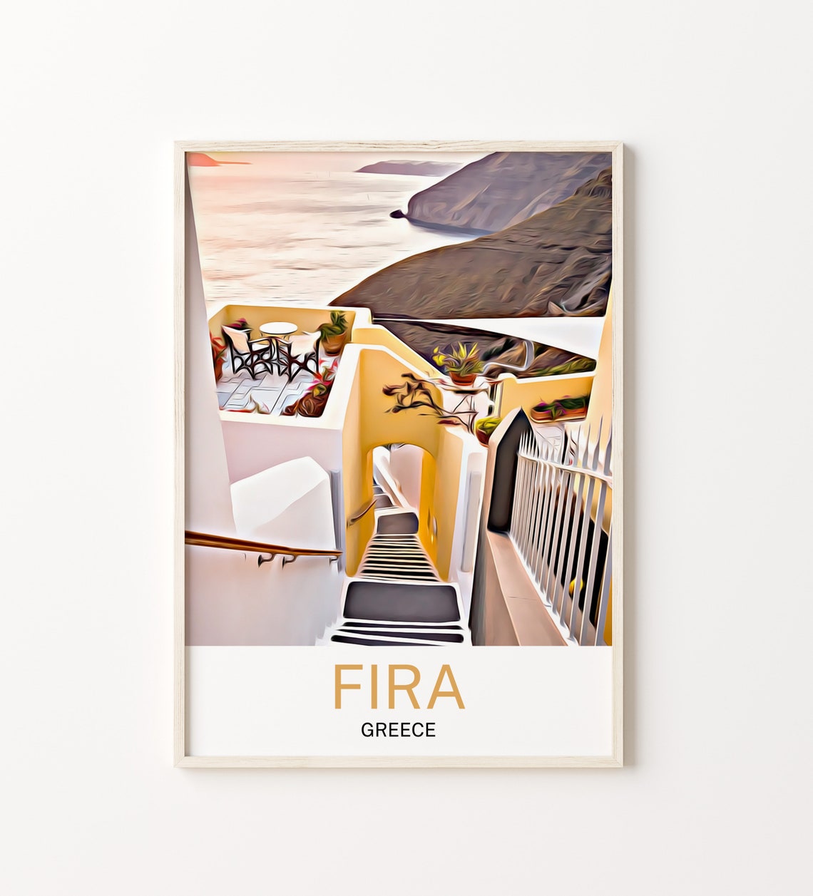Fira Travel Print Fira Wall Art Fira Poster Fira Art Print Fira Wall Decor Fira Travel Fira Artwork Fira Painting Greece Fira Gift