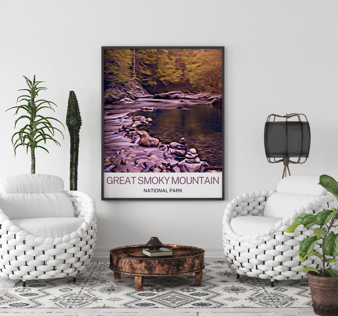 Great Smoky Mountain National Park Travel Print Great Smoky Mountain National Park Wall Art Great Smoky Mountain National Park Art - Image 2