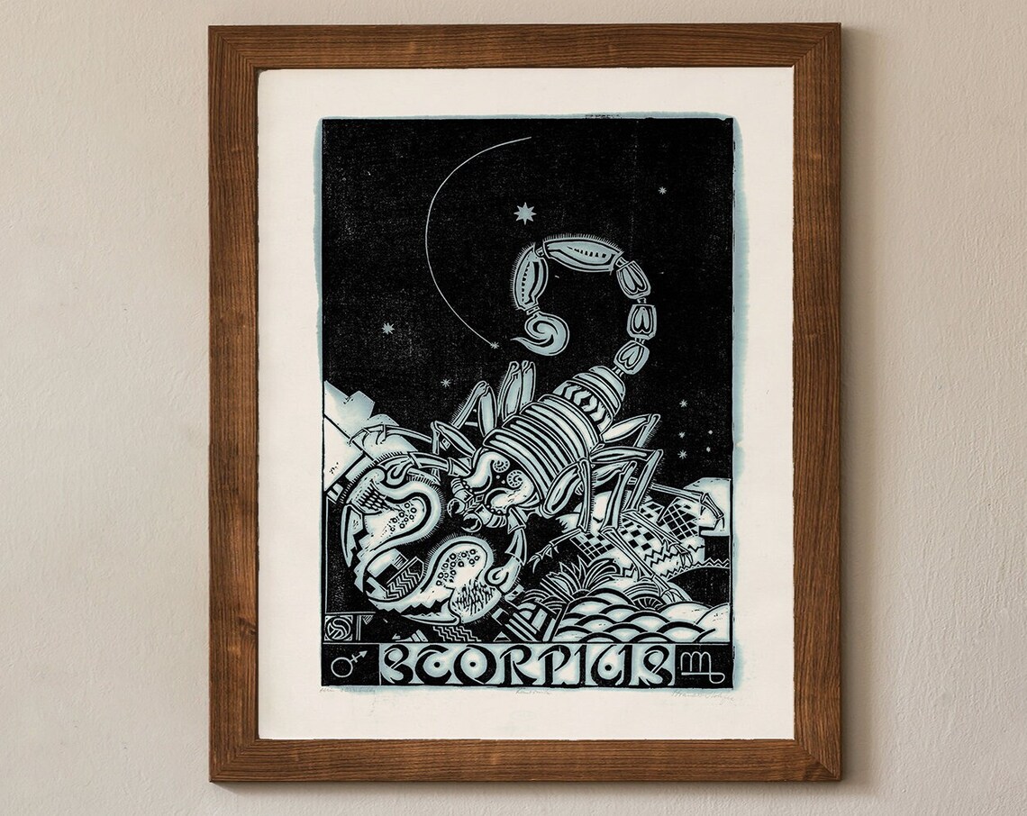 Scorpio Astrological Sign Mid-Century Zodiac Poster