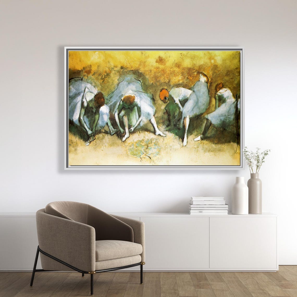 Degas Blue Tutu Ballerinas Warm Gold Impressionist Dance Poster - Image 3