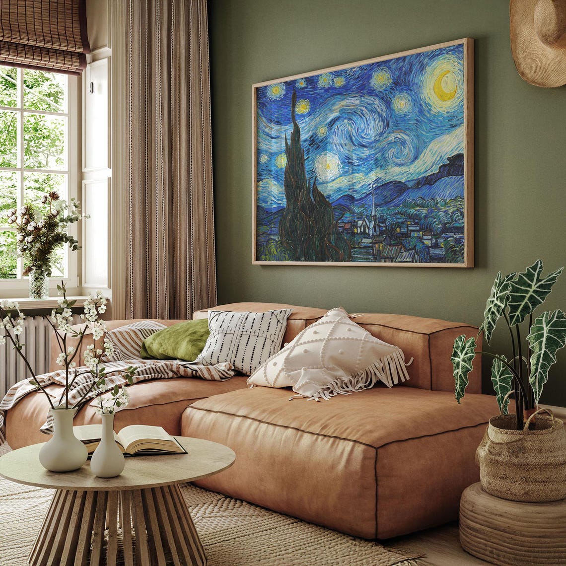 Van Gogh The Starry Night Swirling Sky Cypress Classic Poster - Image 3