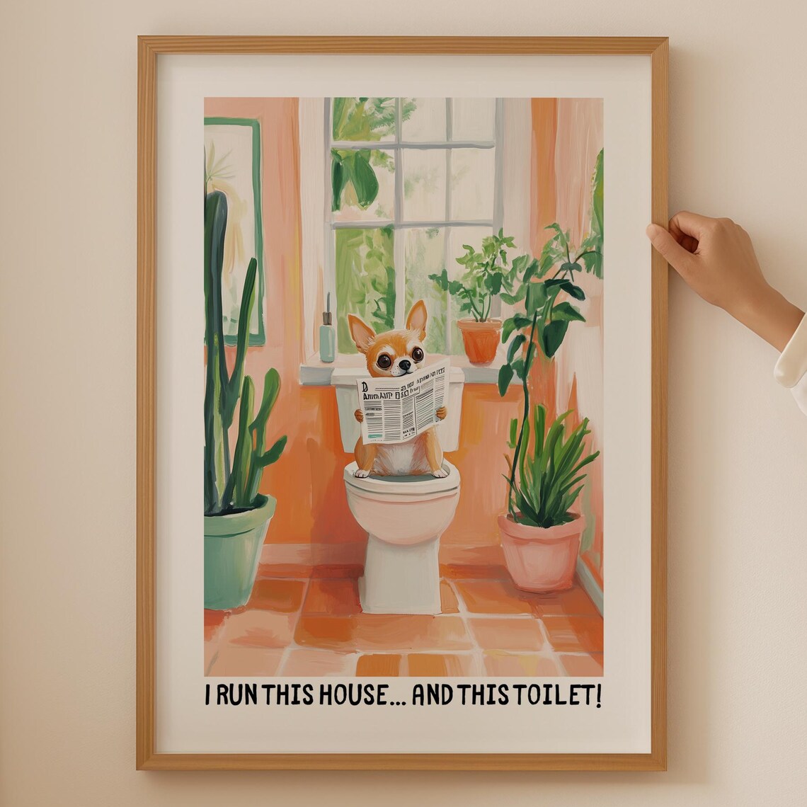 Chihuahua I Run This House Funny Toilet Bathroom Humor Poster