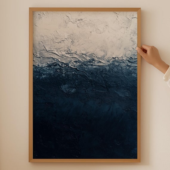 Japandi Abstract Ocean Poster Neutral Beige Wall Art Japanese For Room Decor Trendy Wabi Sabi Print