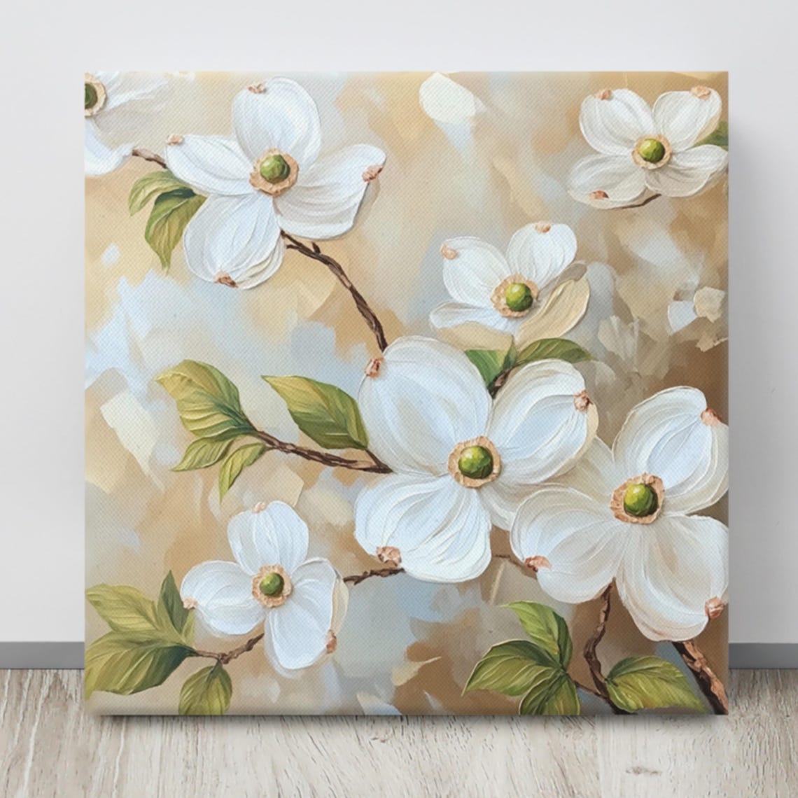 Dogwood Flower Print Flowering Dogwood Plant Art Print Dogwood Flower Painting Print Beige Wall Art White Cornus Florida - Image 4