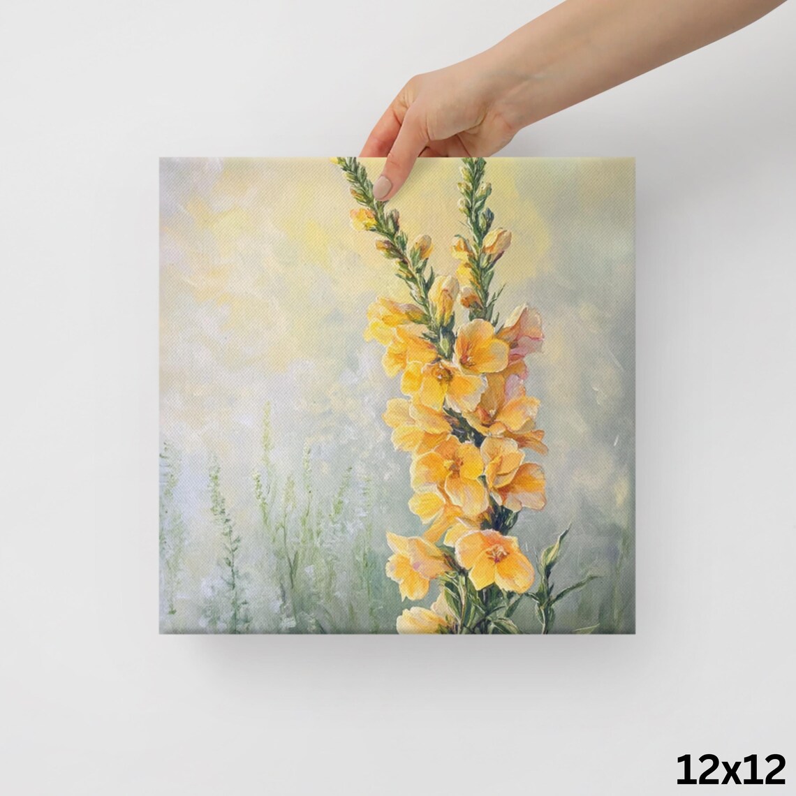 Yellow Snapdragon Flower Spikes Sunny Impressionist Floral Wall Art Print - Image 2