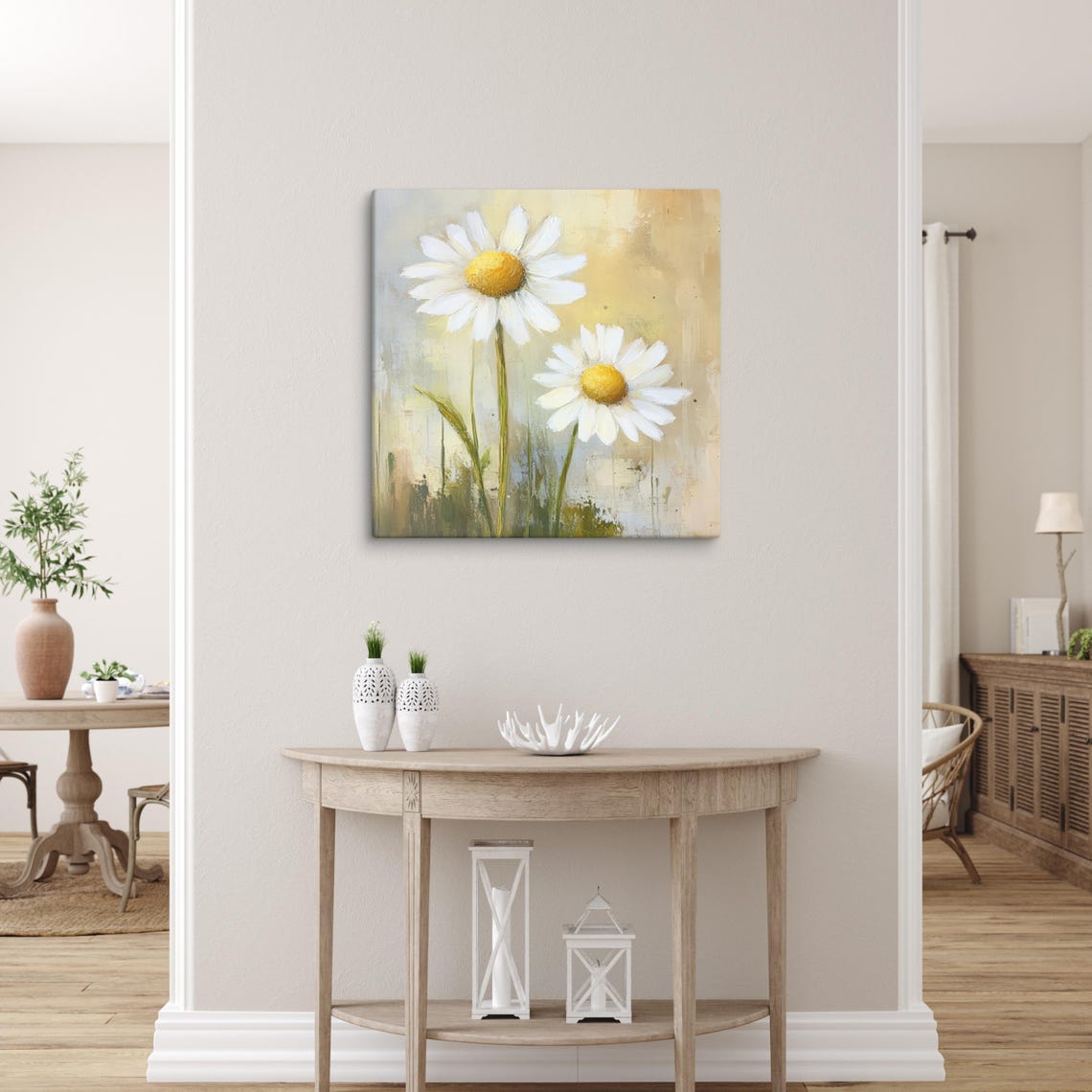 White Chamomile Daisies Golden Background Floral Art Wall Poster - Image 5