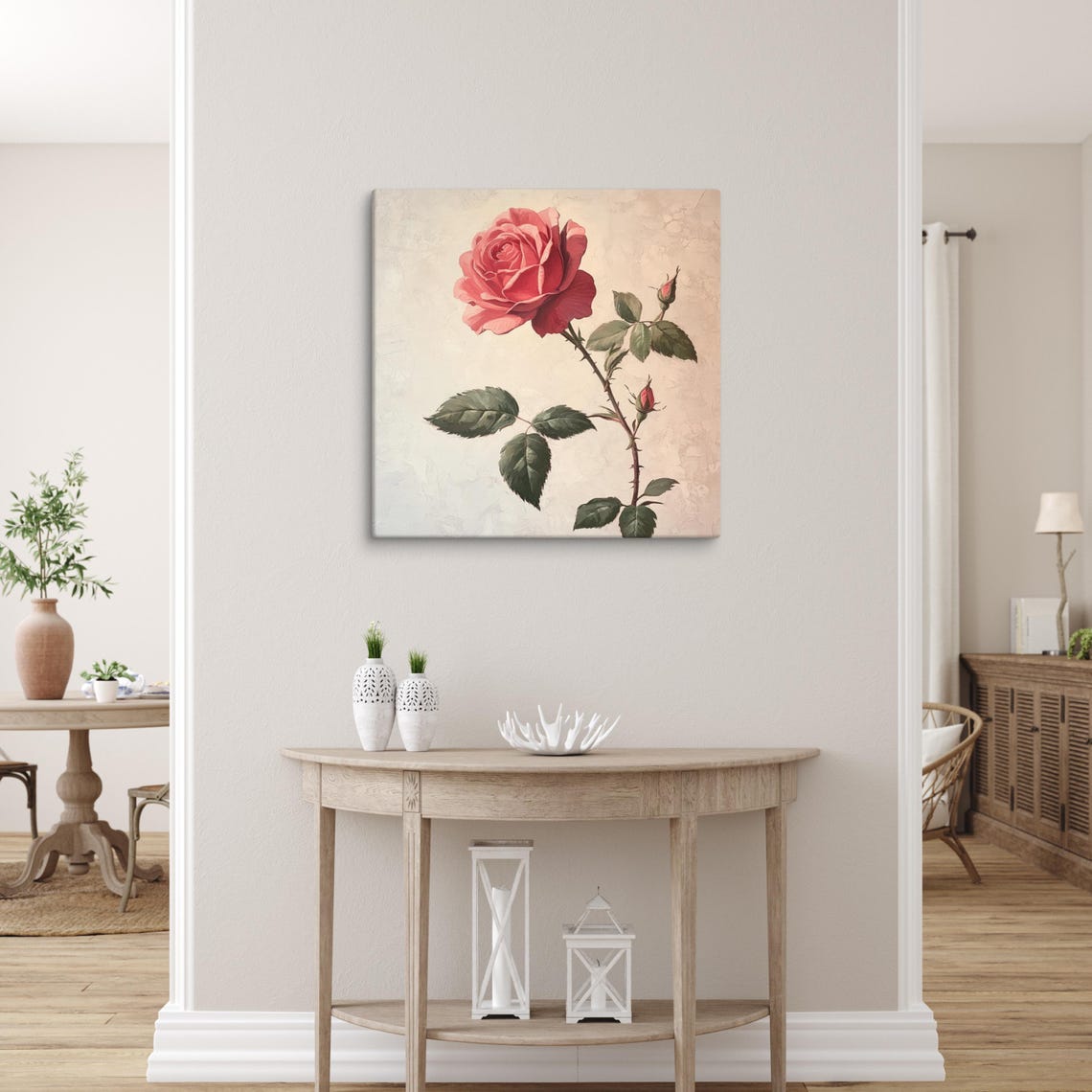 Red Rose Bloom Vintage Botanical Painting Flower Wall Art Poster - Image 4