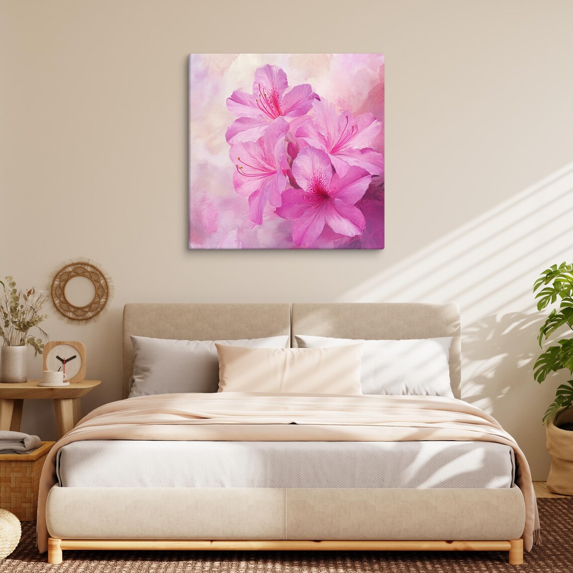 Pink Azalea Blooms Long Stamens Dreamy Pink Watercolor Feminine Poster - Image 2