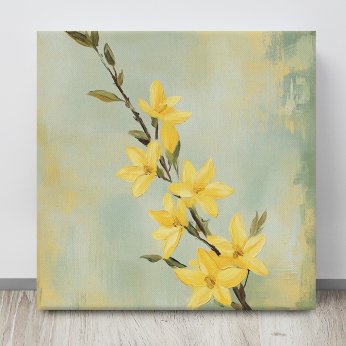 Yellow Forsythia Blossom Branch Spring Flower Watercolor Print - Image 4