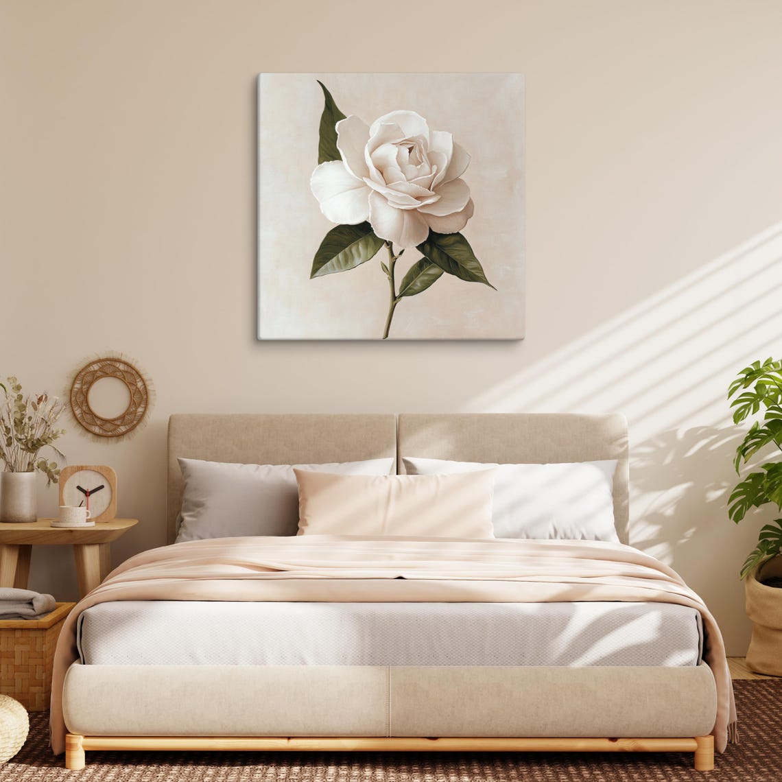 Classic White Rose Cream Beige Timeless Botanical Painting Poster - Image 2