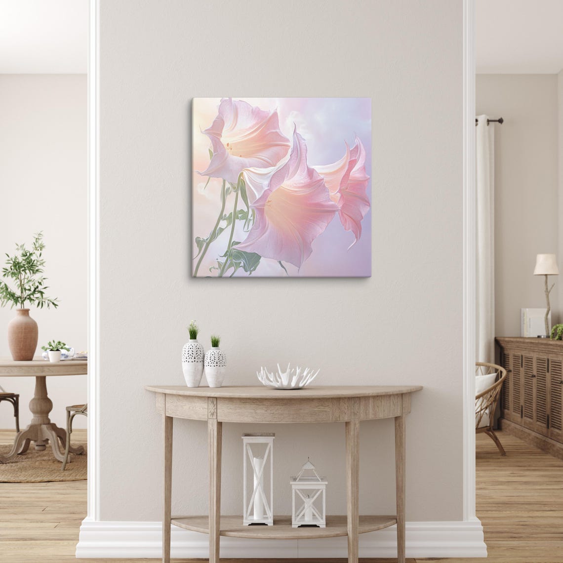 Angels Trumpet Pale Pink Blush White Blossom Botanical Poster - Image 5