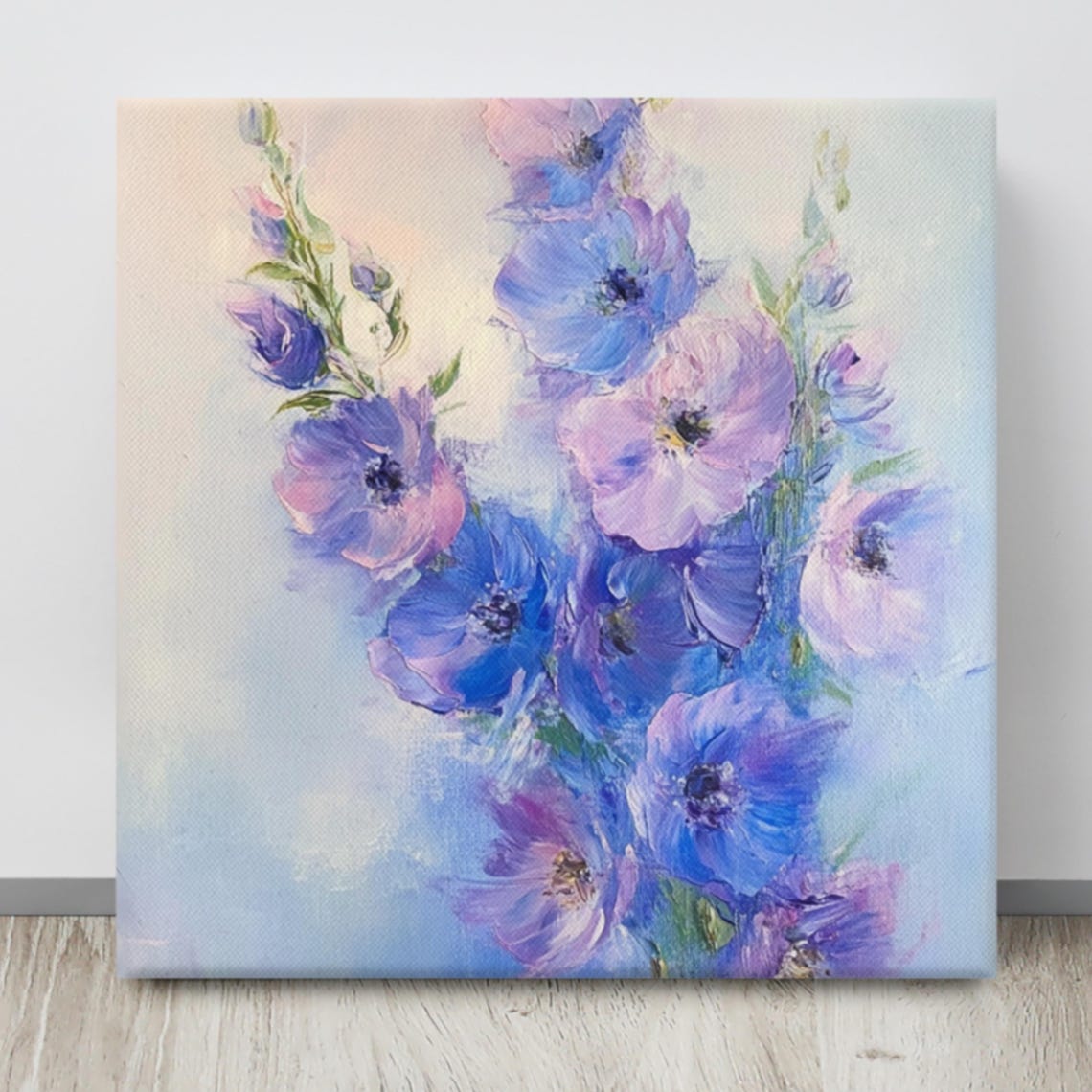 Blue Purple Delphinium Blooms Soft Light Botanical Art Poster - Image 4