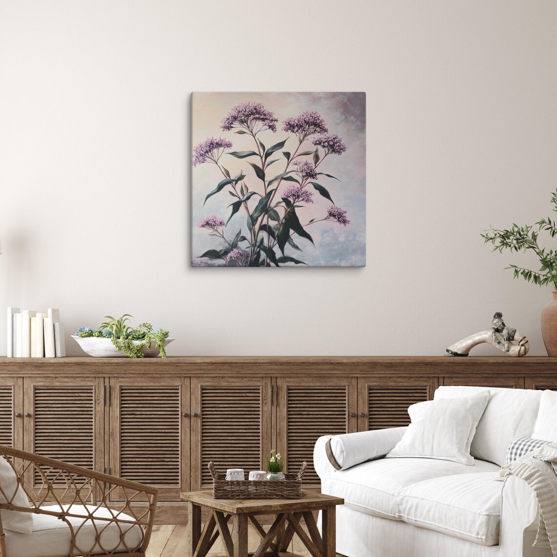 Purple Eupatorium Wildflowers Botanical Floral Painting Art Poster - Image 3