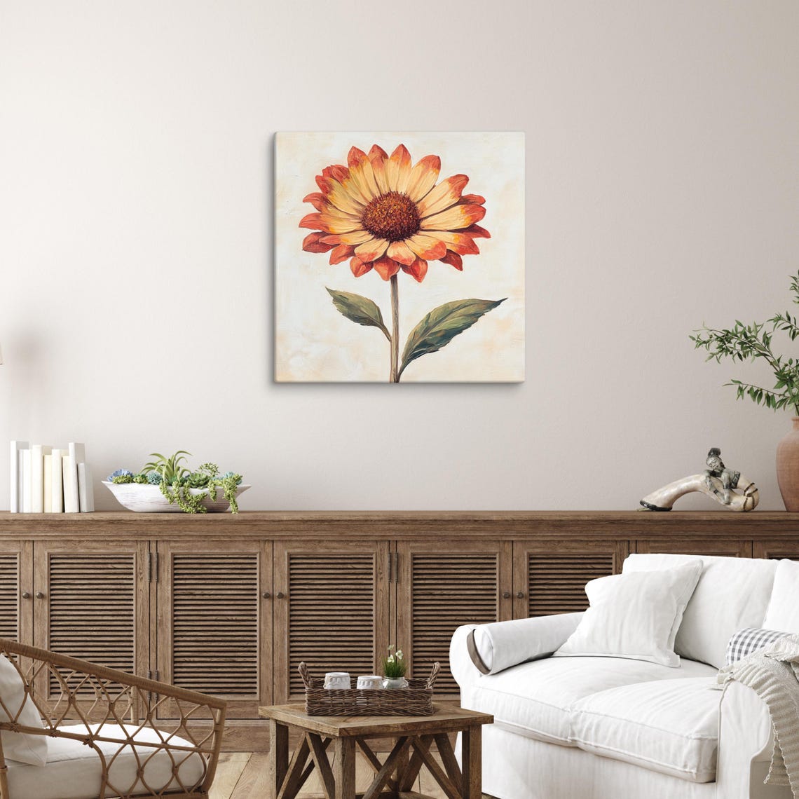 Orange Gaillardia Blanket Flower Single Bloom Vintage Painting Poster - Image 5