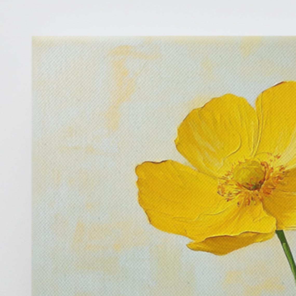 Yellow Buttercup Flower Minimalist Pale Green Botanical Wall Art Print - Image 3