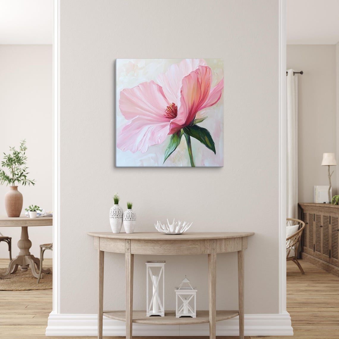 Pink Flower Wall Art Flower Painting Print Pink Flower Art Nature Wall Art Flower Wall Art Living Room Art - Image 3