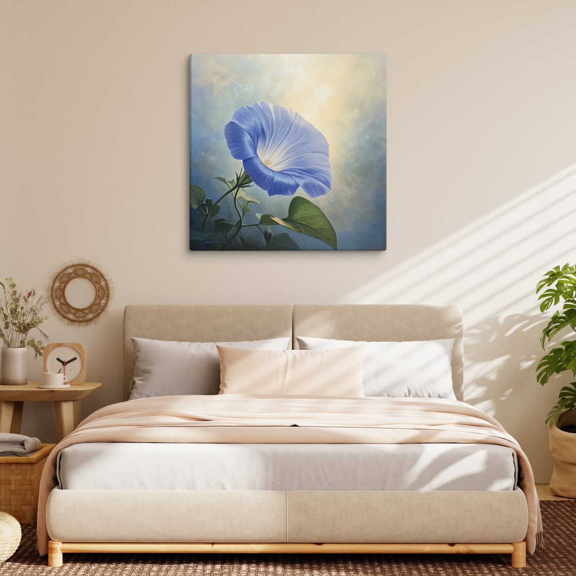 Blue Morning Glory Bloom Glowing Sky Botanical Floral Poster - Image 2