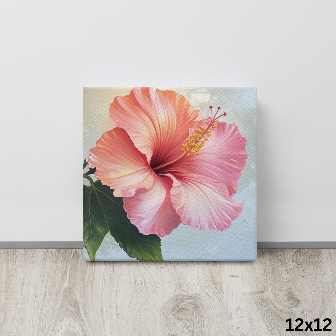 Pink Hibiscus Flower Close Up Tropical Blossom Painting Poster - Image 4
