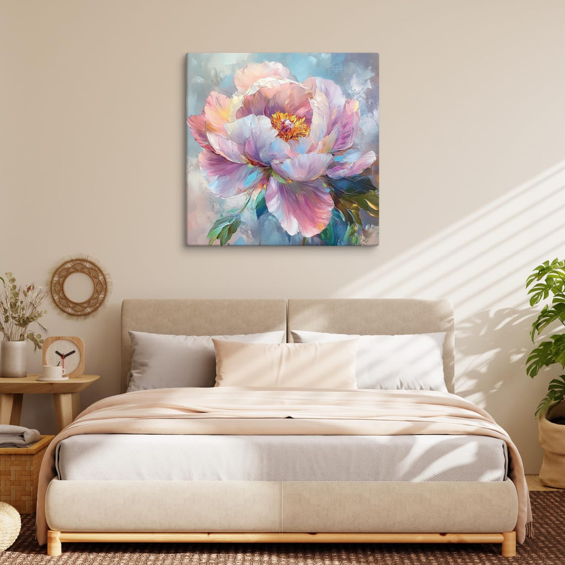 Chinese Peony Bloom Impasto Pastel Petals Floral Art Wall Poster - Image 3