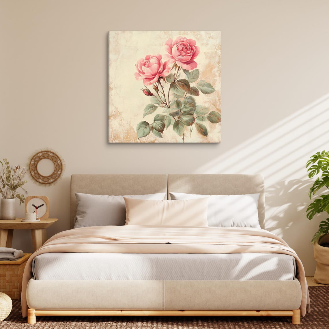 Pink Rose Print Painting Print Flower Art Rose Painting Print Living Room Art Vintage Wall Art Wall Art - Image 2