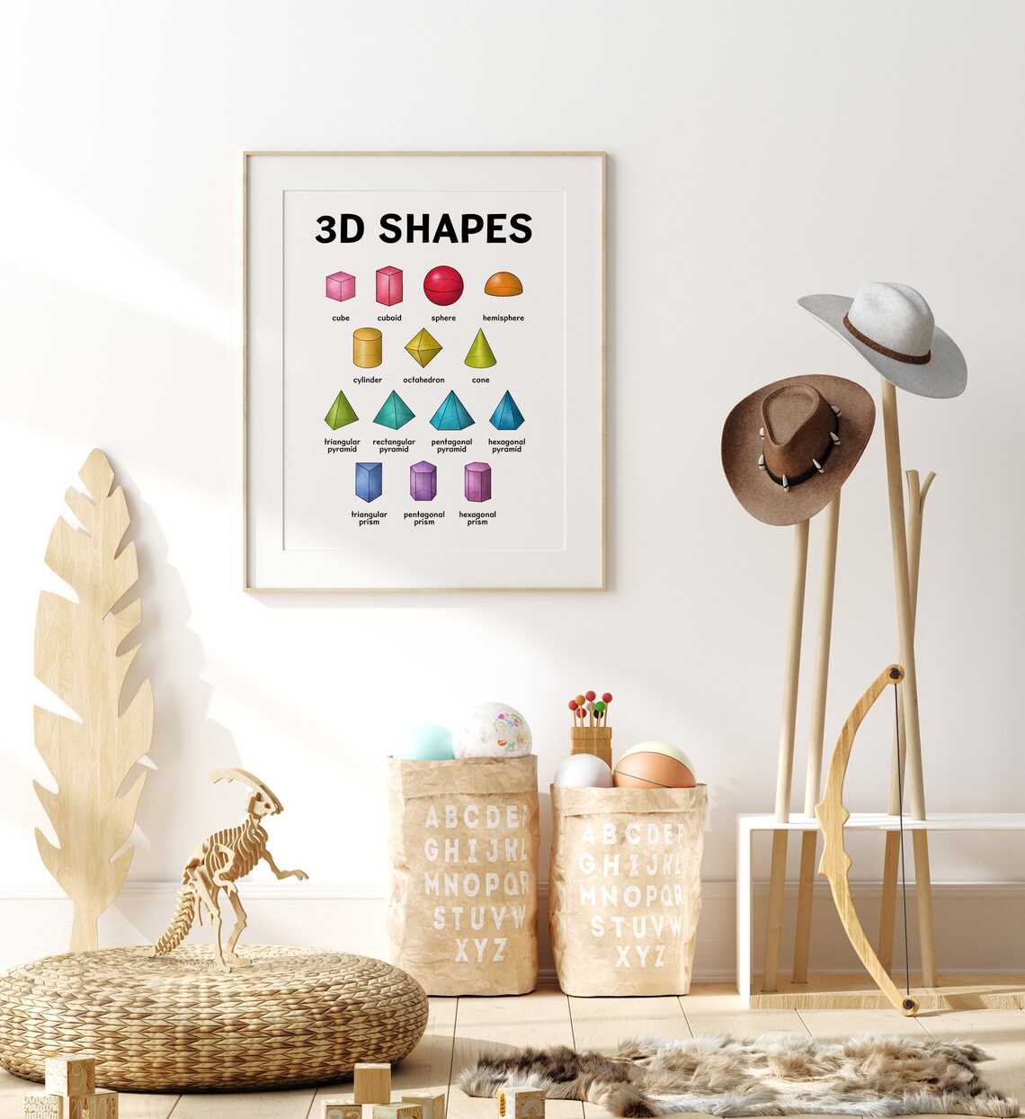 Rainbow 3D Shapes Learning Poster, Preschool Prints - Image 6