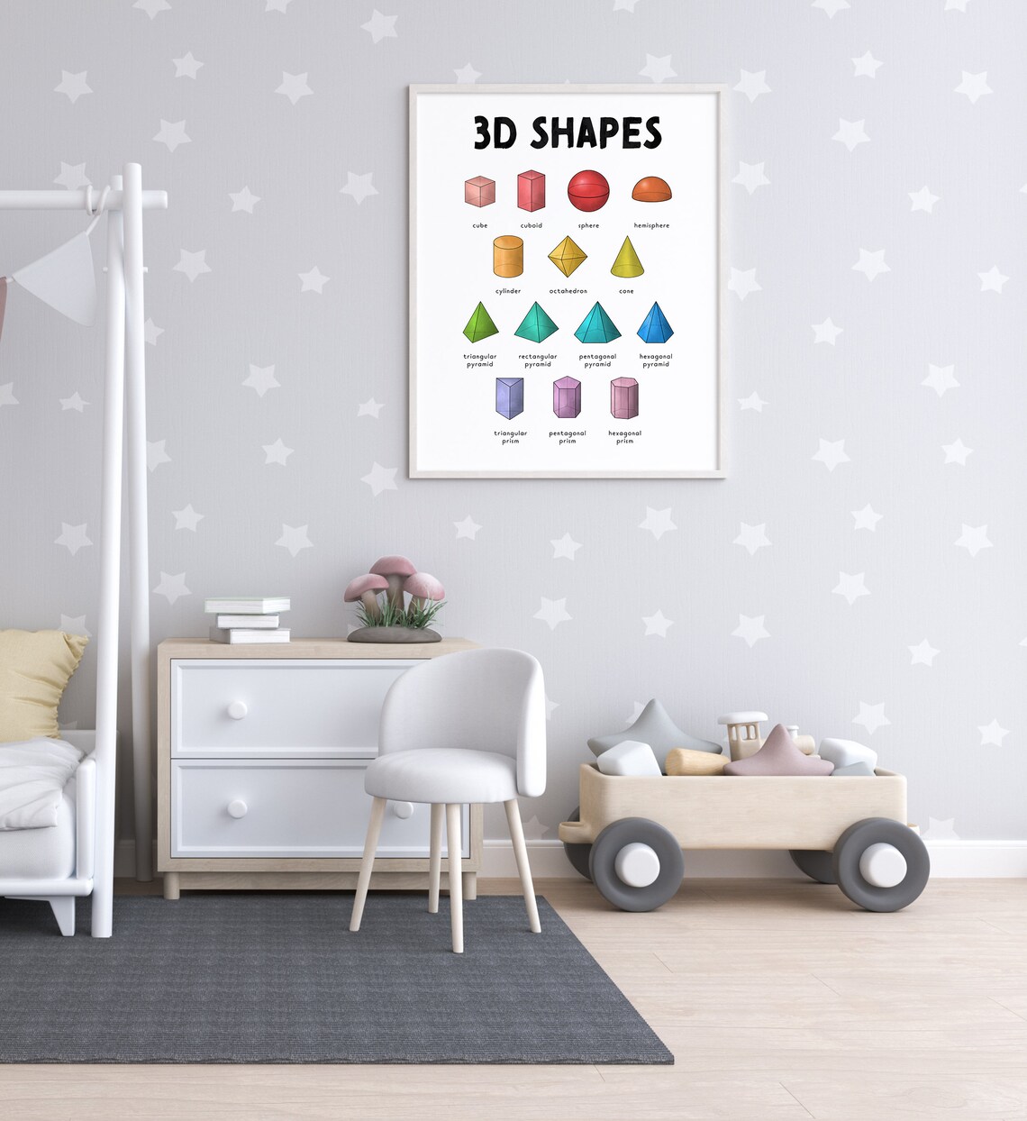 Rainbow 3D Shapes Poster, Classroom Teacher Decor - Image 2