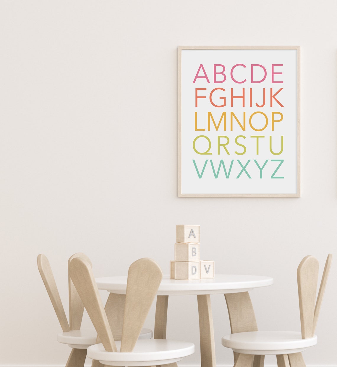 Alphabet Print Abcs Print Upper Case Letters Nursery Print Learning Print Educational Poster Preschool Poster Tropical Colors - Image 2