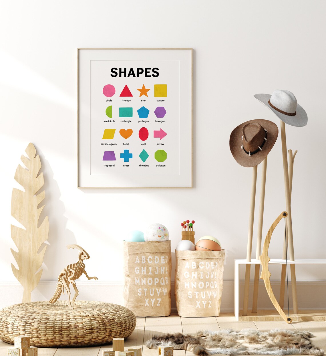 Rainbow Geometric Shapes Nursery Classroom Art Print - Image 7