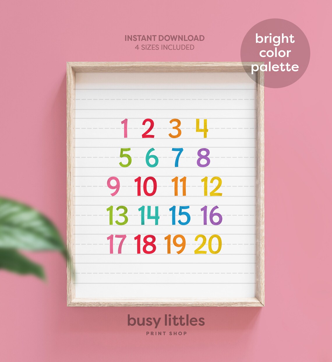 Colorful 1-20 Numbers Educational Poster Print - Image 7