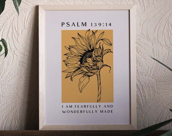 Psalm 139 Fearfully And Wonderfully Christian Print Bible Quote Fall Wall Art Christian Poster