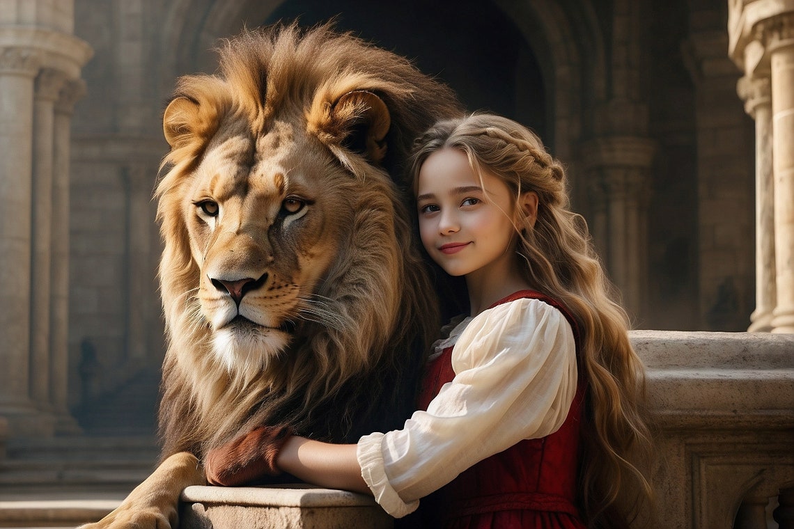 Narnia Aslan With Lucy At Cair Paravel