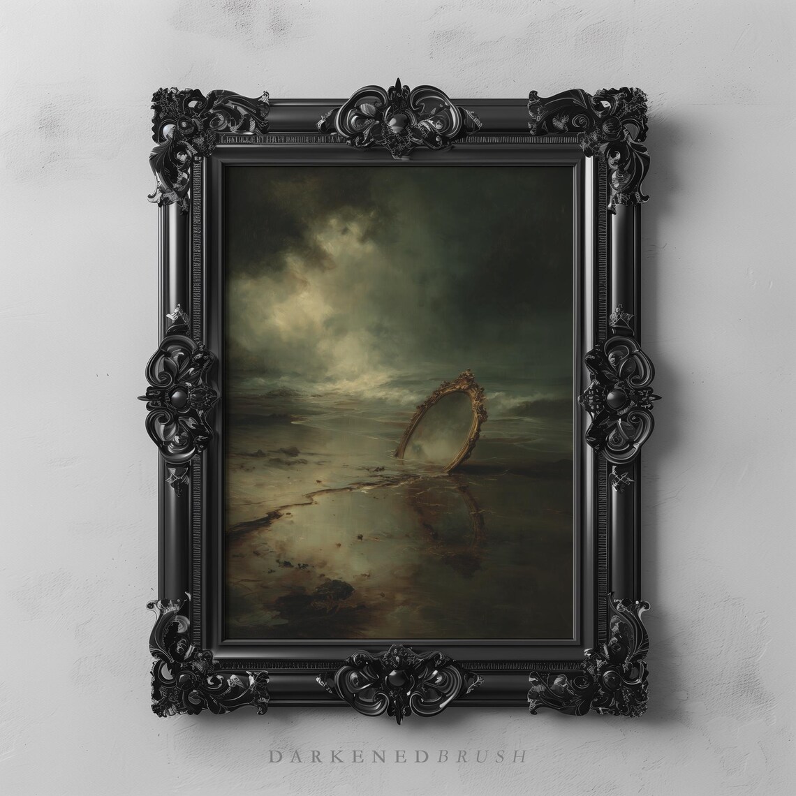 Victorian Ornate Mirror Coastal Sand Gothic Poster