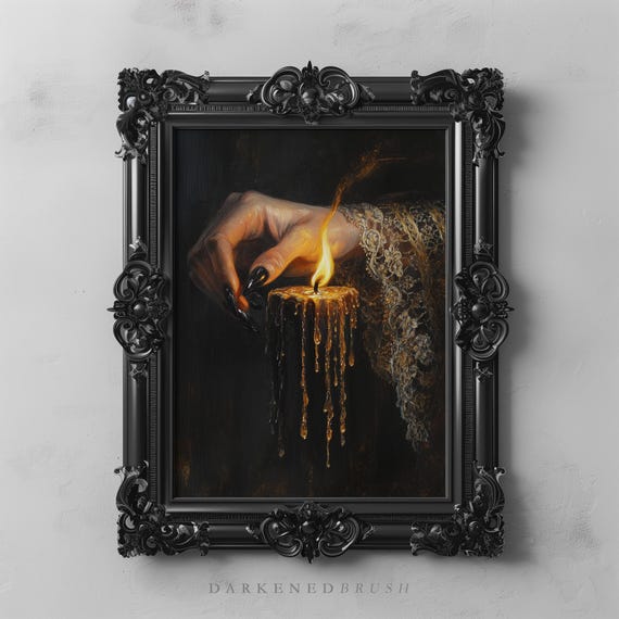 Gothic Candle Wall Art, Dark Academia Witchcraft