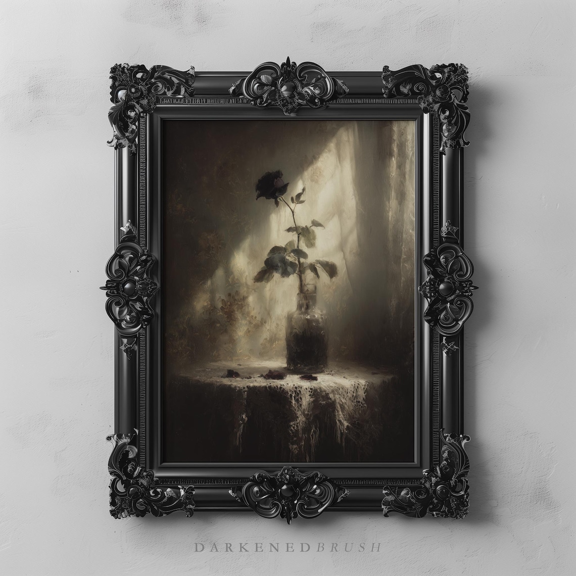 Gothic Floral Art Print, Dark Academia Rose
