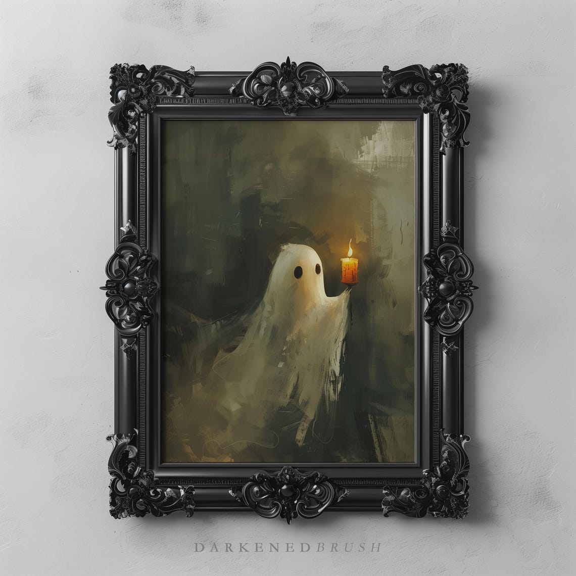Cute Little Ghost Holding Candle Dark Academia Halloween Poster