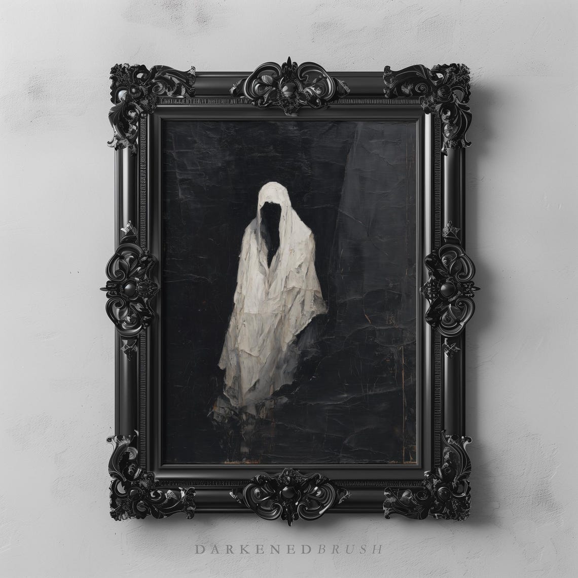 Haunted Ghost Figure Dark Cave Minimalist Gothic Spirit Poster